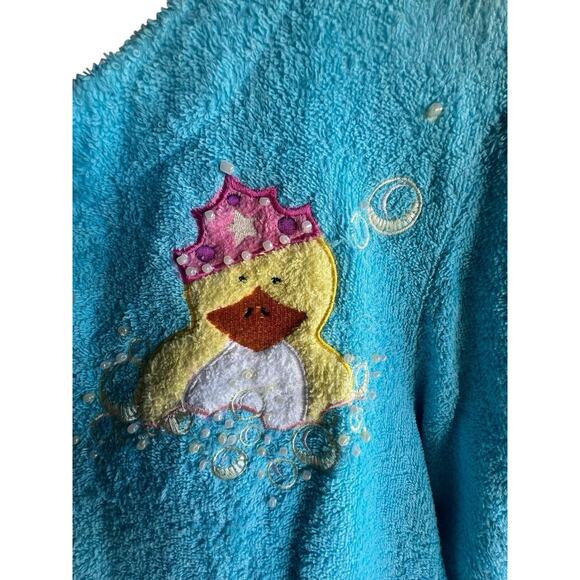 Quacker Factory Zip-Front Bright Blue Chenille Robe Rubber Duckies Size XS - Picture 3 of 16